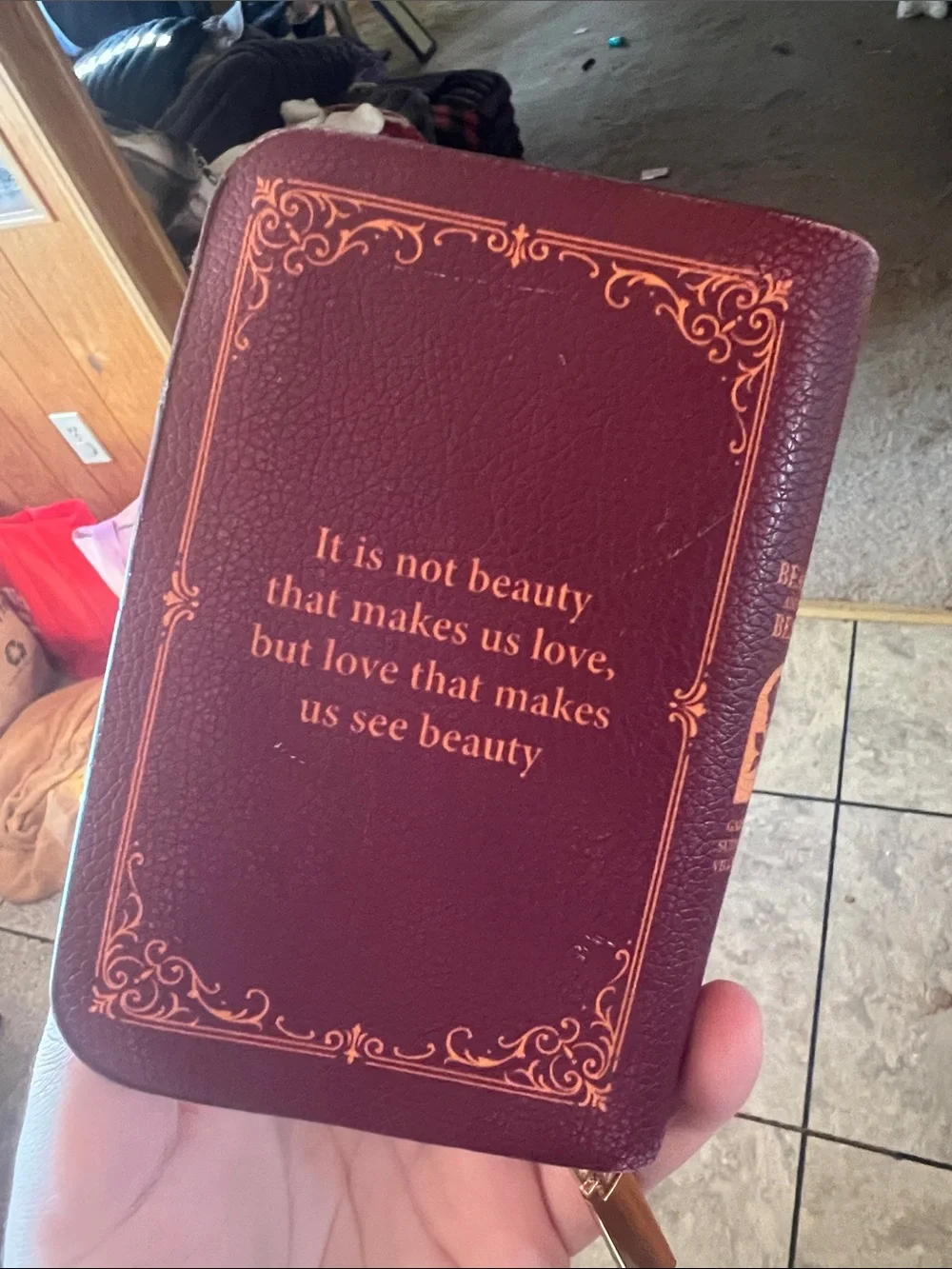 Beauty and the Beast Wallet - Burgundy with Gold Foil